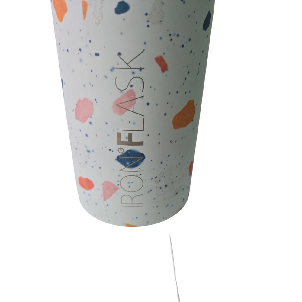 Iron Flask Water Bottle Terrazzo‎ Print 40oz Stainless Steel Tumbler Black Lid - Picture 2 of 14